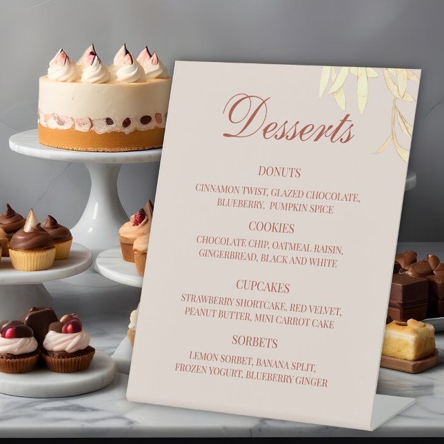 Timeless Floral Rustic Dessert Menu Wedding  Pedestal Sign (Creator Uploaded)