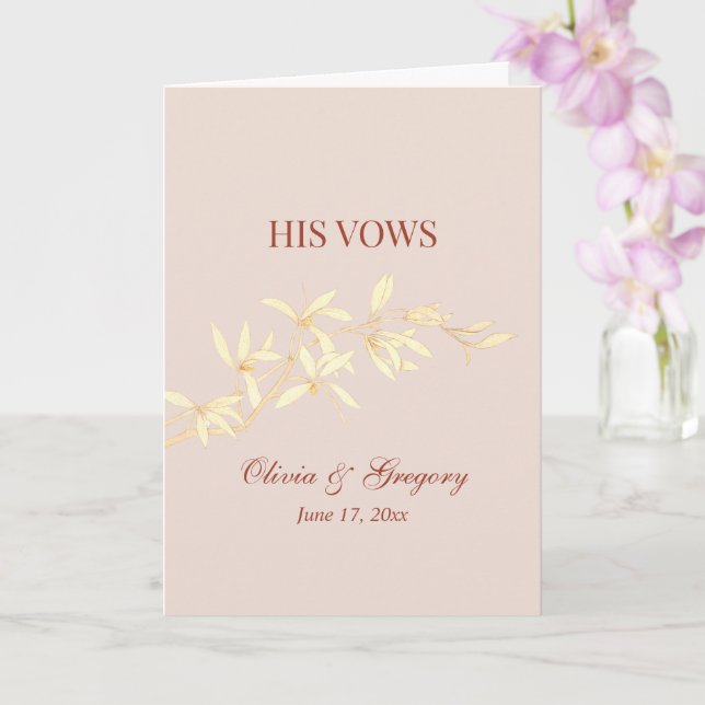 Timeless Floral Rustic  His Vows Wedding Card (Orchid)