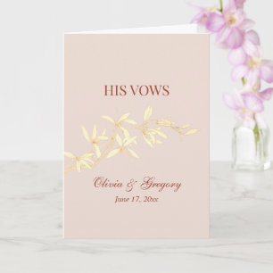 Timeless Floral Rustic  His Vows Wedding Card
