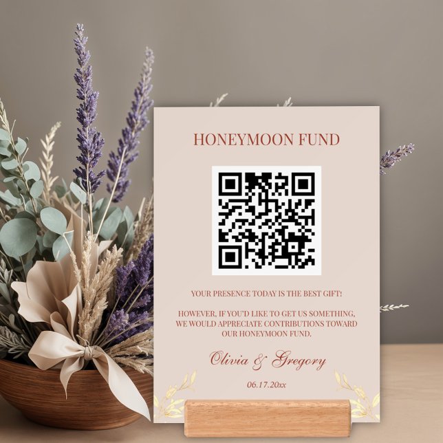 Timeless Floral Rustic Honeymoon fund QR code  Holder (Creator Uploaded)