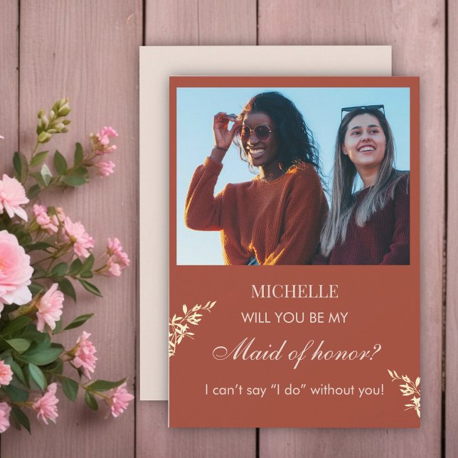Timeless Floral Rustic  Maid of Honor proposal Invitation (Creator Uploaded)