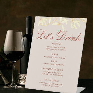 Timeless Floral Rustic Menu Bar Pedestal Sign