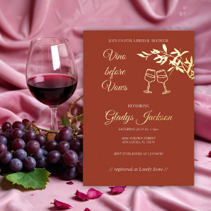 Timeless Floral Rustic Vino before Vows Foil Invitation