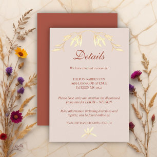 Timeless Floral Rustic Wedding Details Enclosure Card
