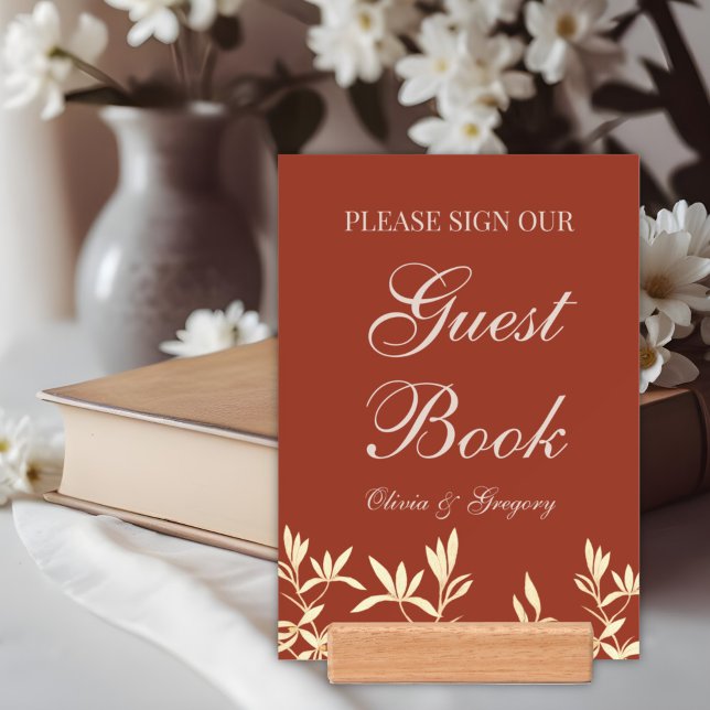 Timeless Floral Rustic Wedding Guestbook Sign Holder (Creator Uploaded)