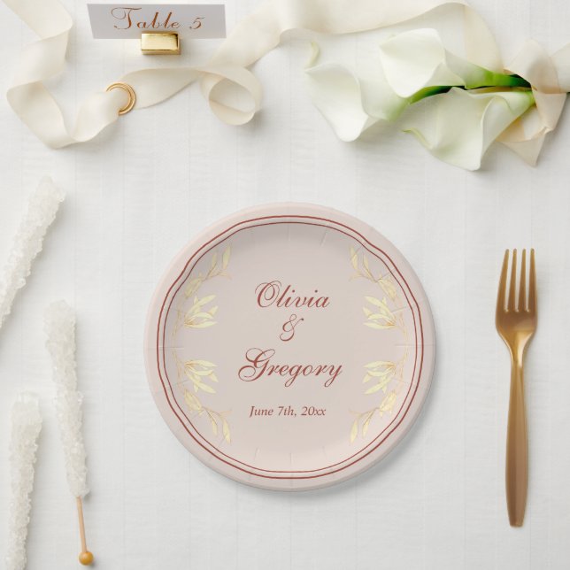 Timeless Floral Rustic Wedding  Paper Plates (Wedding)