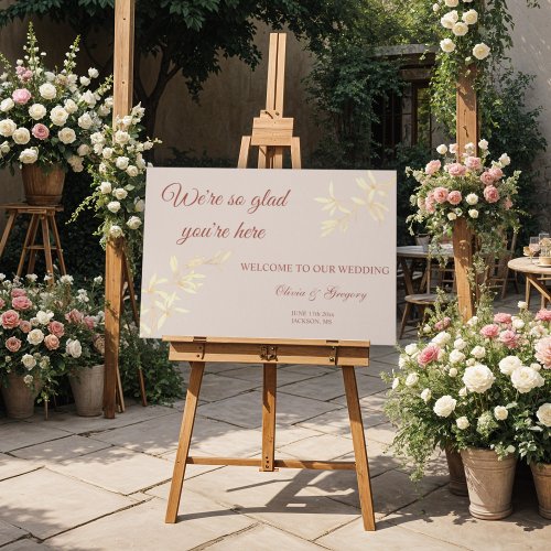 Timeless Floral Rustic   Wedding Welcome Sign