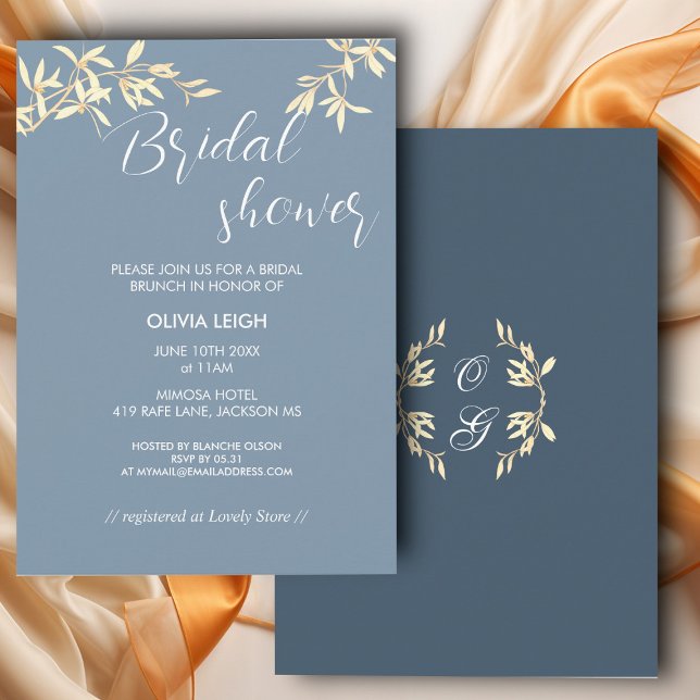Timeless Floral Symphony in Blue Bridal Shower Invitation (Creator Uploaded)