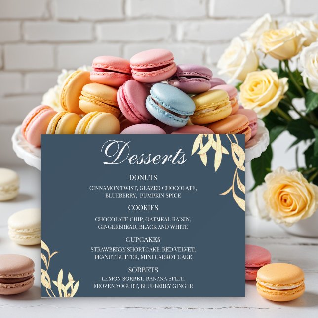 Timeless Floral Symphony in Blue Dessert Menu Foam Board (Creator Uploaded)