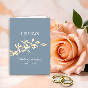 Timeless Floral Symphony in Blue His Vows Wedding Card
