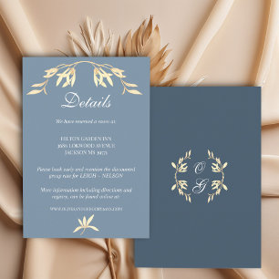 Timeless Floral Symphony in Blue Wedding Details Enclosure Card