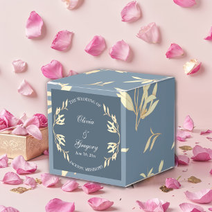 Timeless Floral Symphony in Blue Wedding Favor Boxes