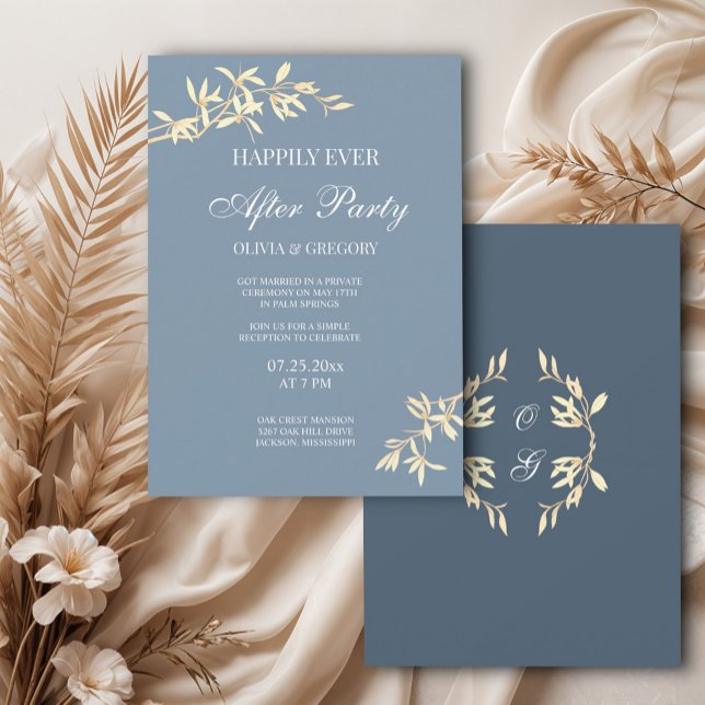 Timeless Floral Symphony in Blue Wedding Invitation (Creator Uploaded)