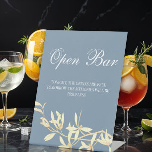 Timeless Floral Symphony Open Bar Pedestal Sign