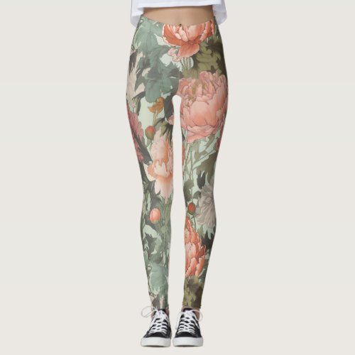 Timeless Floral Waltz  meditation taoism  Yoga Leggings