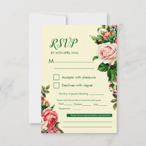 Timeless Floral Wedding RSVP Card