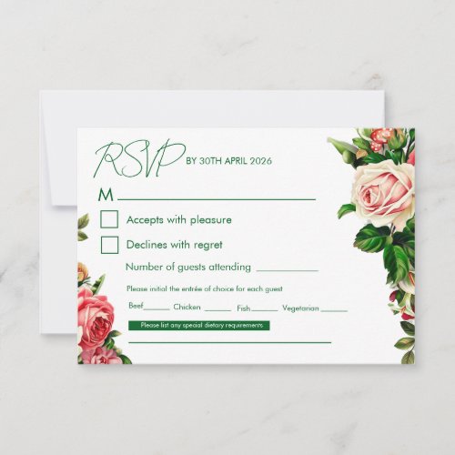Timeless Floral Wedding RSVP Card