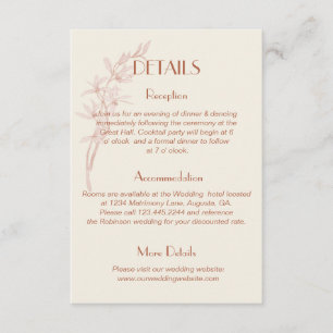 Timeless Flower Monogram Wedding Details Enclosure Card