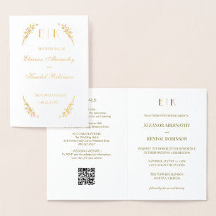 Timeless Flower Monogram Wedding Foil Card