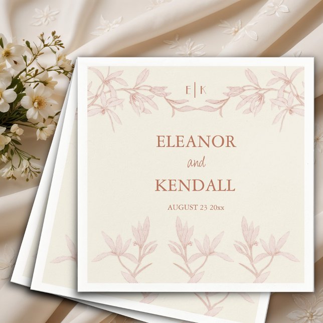 Timeless Flower Monogram Wedding  Napkins (Creator Uploaded)
