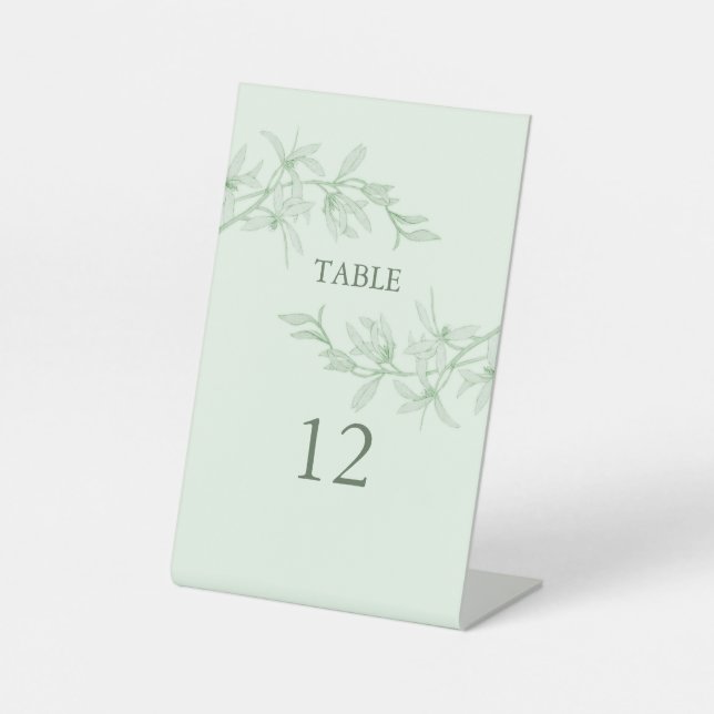 Timeless Flower Wedding Table Number  Pedestal Sign (Front)