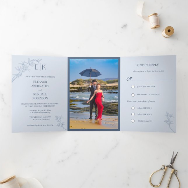 Timeless Flower  Wedding Tri-Fold Invitation (Inside)