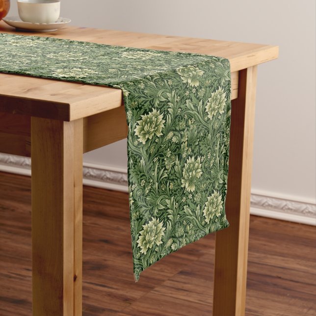 Timeless French Green Farmhouse Elegance Long Table Runner (In Situ)