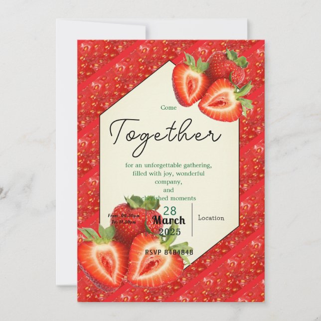Timeless Friendship with Strawberry  Invitation (Front)