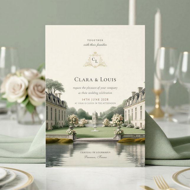 Timeless Garden | French Château Monogram Wedding Invitation (Creator Uploaded)