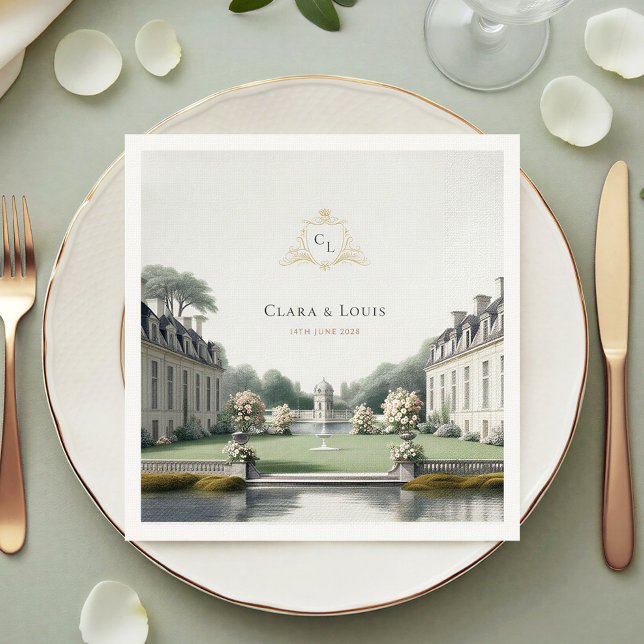 Timeless Garden | French Château Monogram Wedding Napkins (Creator Uploaded)