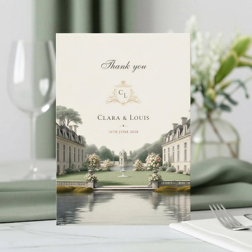 Timeless Garden | French Château Monogram Wedding Thank You Card