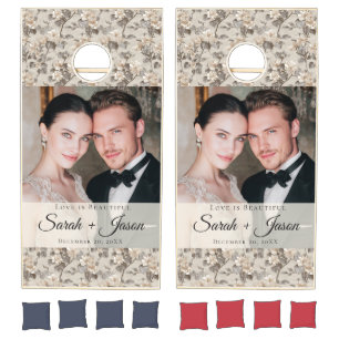 Timeless Gardenias Charm Destination Wedding Cornhole Set