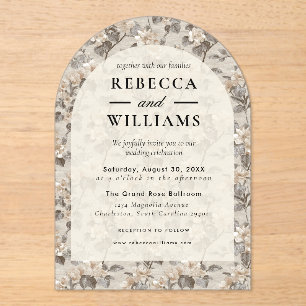 Timeless Gardenias Inspired Elegant Wedding Acrylic Invitations