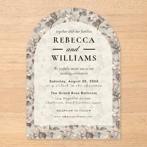 Timeless Gardenias Inspired Elegant Wedding Acrylic Invitations