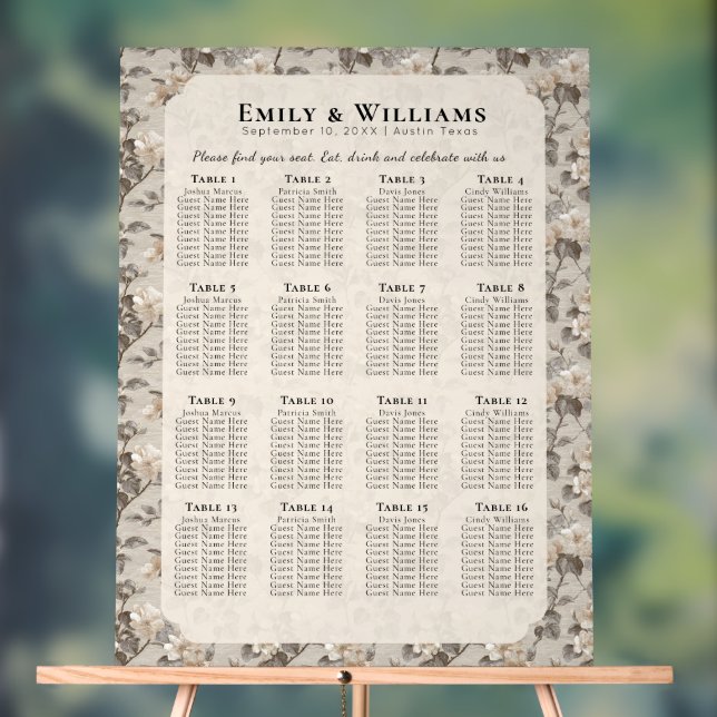 Timeless Gardenias Tropical Wedding Acrylic Sign (Neutral)