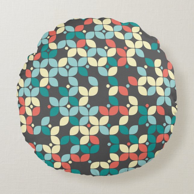 Timeless geometric seamless pattern, abstract desi round pillow (Front)