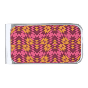 Timeless Geometric: Seamless Pattern Silver Finish Money Clip