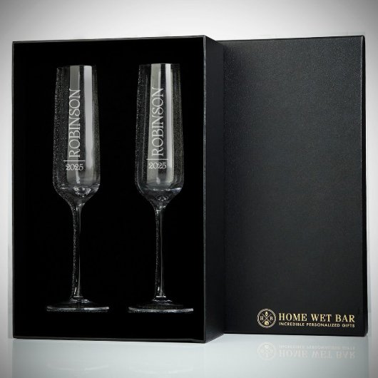 Timeless Gift Box with Set of Asti Engraved Flutes (Open Box)