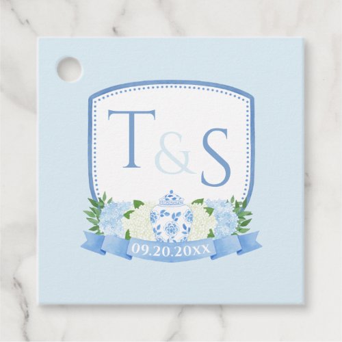 Timeless Ginger Jar Monogram Crest Wedding Favor Tags