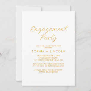 Timeless Gold Calligraphy Engagement Party Invitation