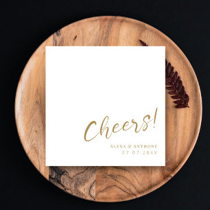 Timeless Gold Elegant Swash Script Cheers Wedding Napkins