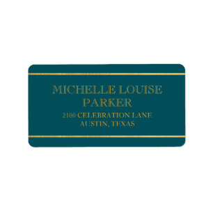 Timeless Gold Mint Teal Personalized Label
