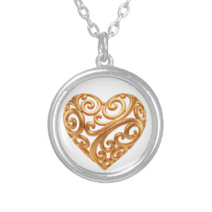 Timeless Golden Heart Symbol of Love Silver Plated Necklace