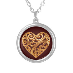 Timeless Golden Heart Symbol of Love Silver Plated Necklace