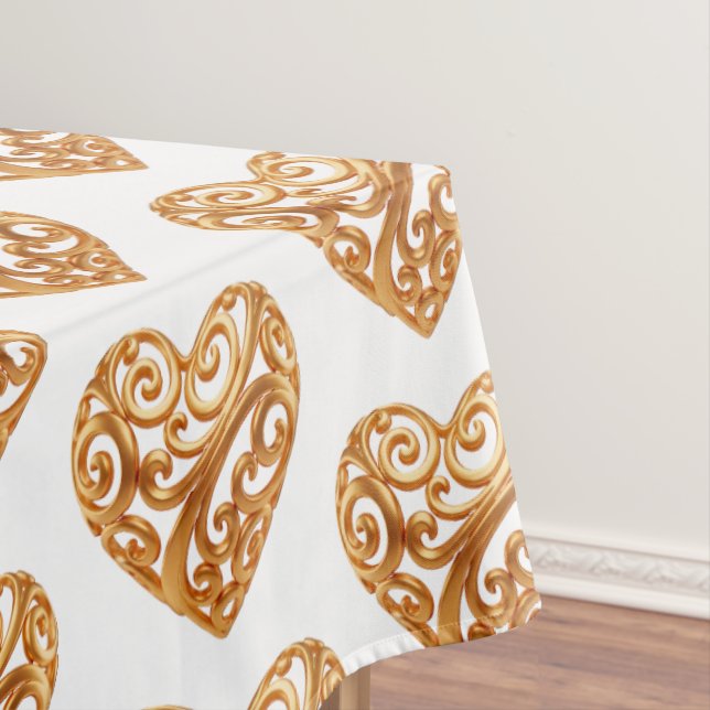 Timeless Golden Heart Symbol of Love Tablecloth (In Situ)
