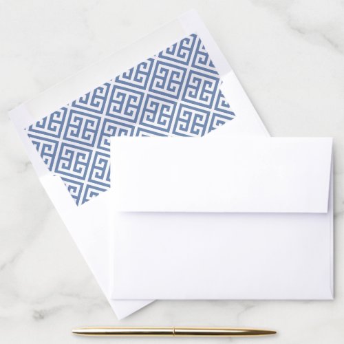 Timeless Greek Key Pattern Blue And White Shower Envelope Liner - Give a high-end look to your invitations or thank you cards with these stylish envelope liners which match my Greek Key card / invitation backers. For 5x7 cards / invitations you will need A7 size.