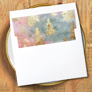 Timeless Green Pink Gold Christmas Watercolor Envelope Liner