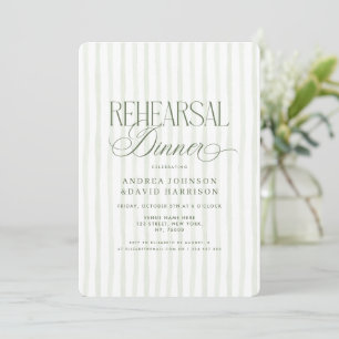 Timeless Green Stripes Vintage Rehearsal Dinner Invitation