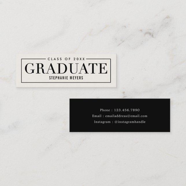 Timeless Grid Editable Color Graduate Calling Card (Front/Back)