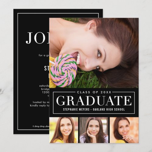 Timeless Grid EDITABLE COLOR Graduation Invitation